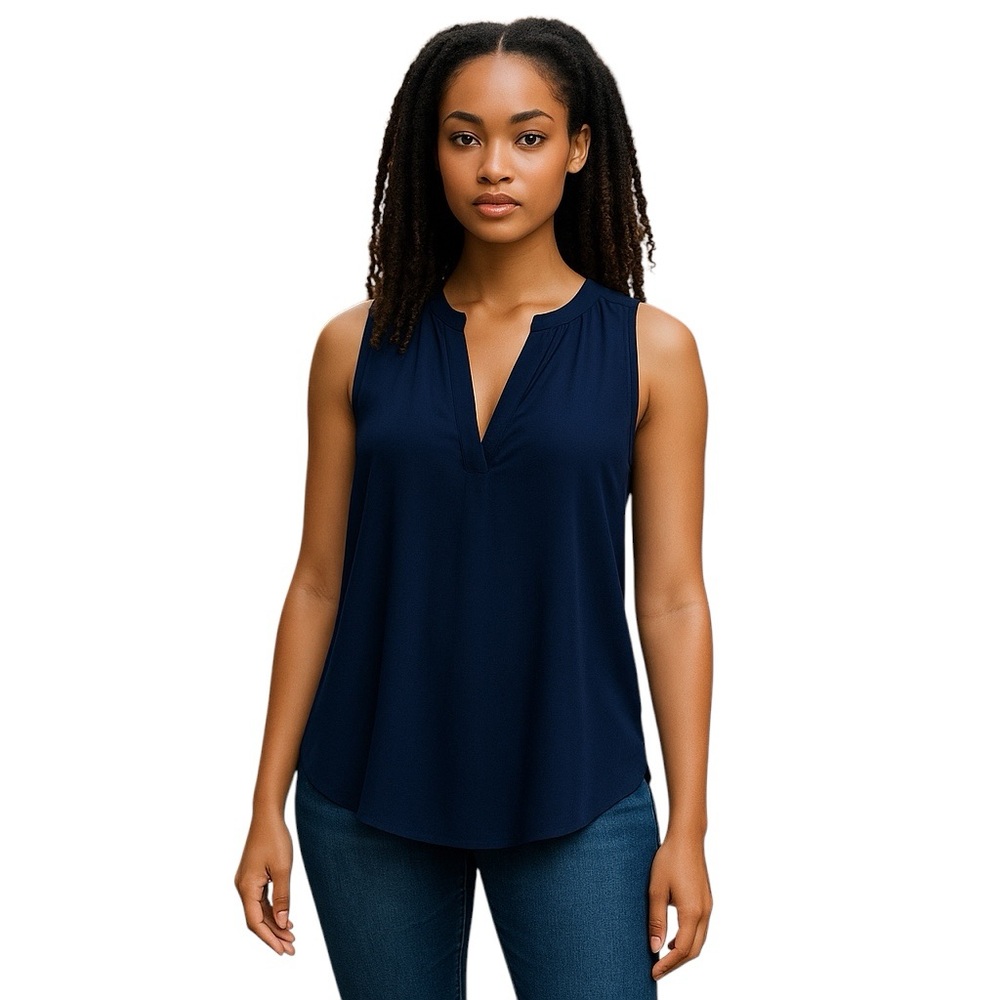J. Crew Blue Sleeveless V-Neck Blouse | small